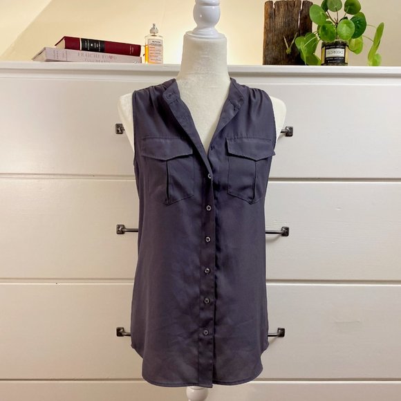 J. Crew Blouse + Button Down + Grey + Size 2 - Picture 1 of 7